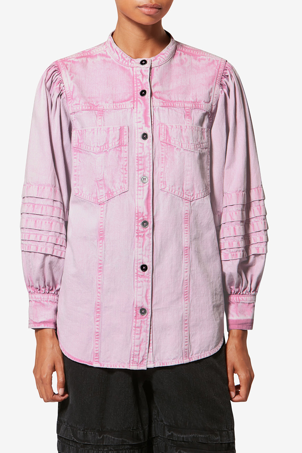 Mileda faded chambray shirt - Pink - Woman - 4