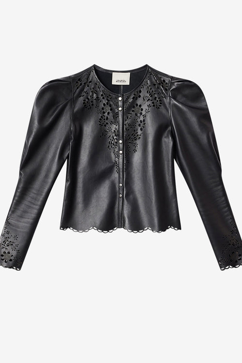 Camicia corta in pelle di agnello nerida - Nero - Woman