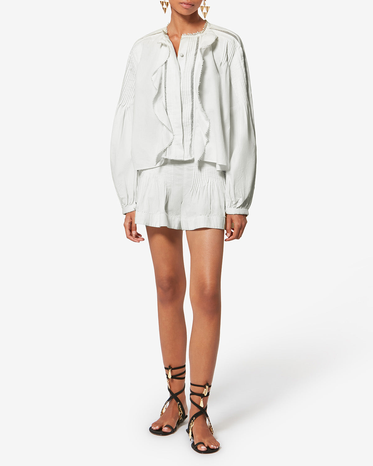 Blusa cubraly de algodón - Blanco - Woman - 1