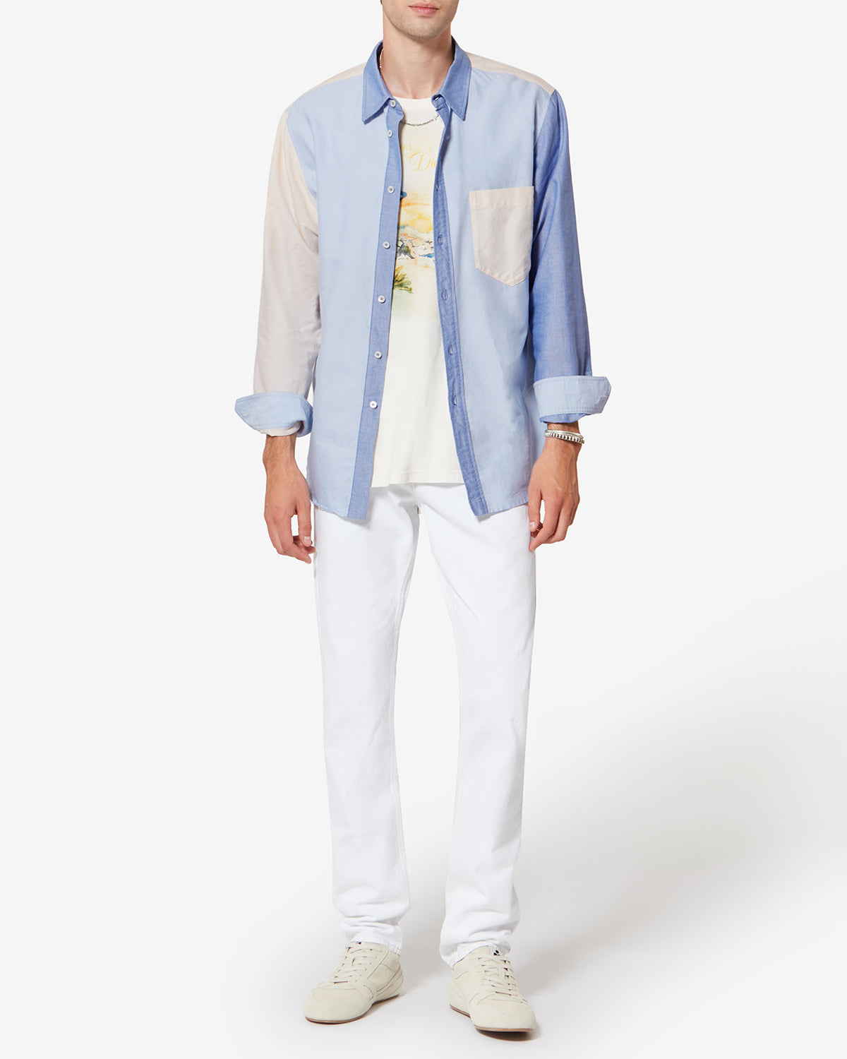 Nathael patchwork cotton oxford shirt - Multicolor - Man - 1