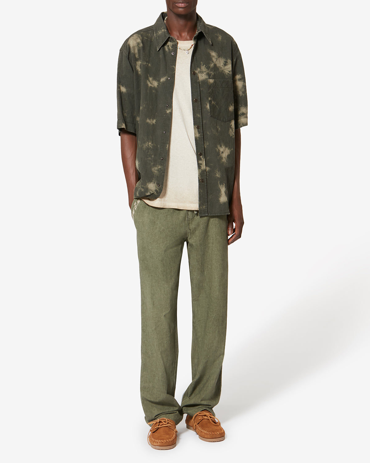 Tabilio 샴브레이 퀼팅 마감 셔츠 - Light khaki - Man - 1