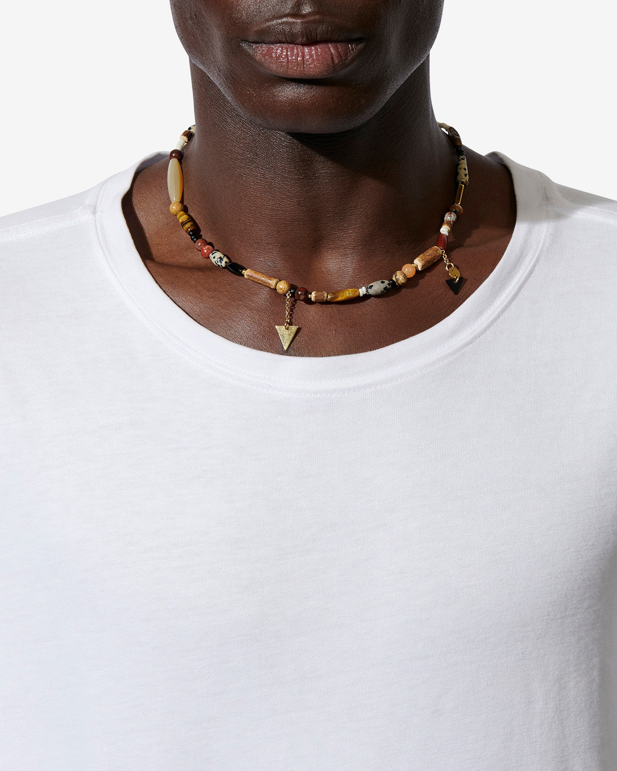 Collier yulian en pierre, bois et pendentifs - Naturel - Man - 2