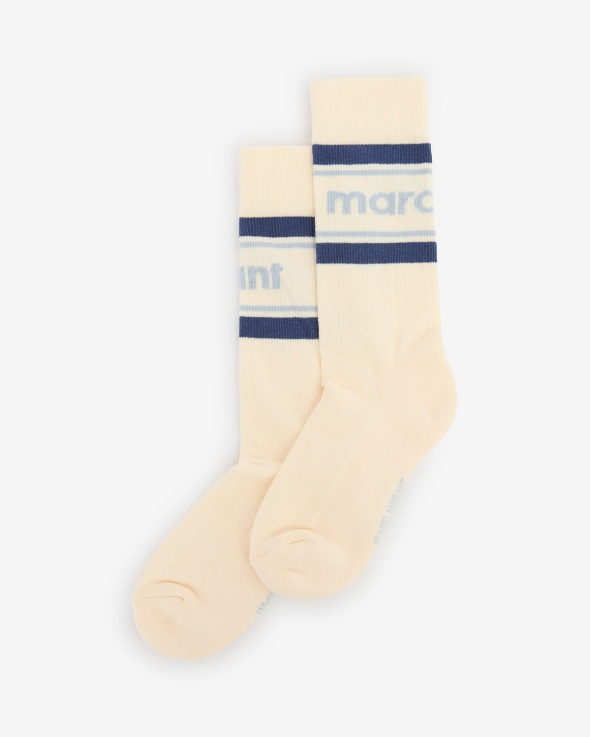 Donna sporty striped mid-calf socks - Ecru and blue - Woman - 1