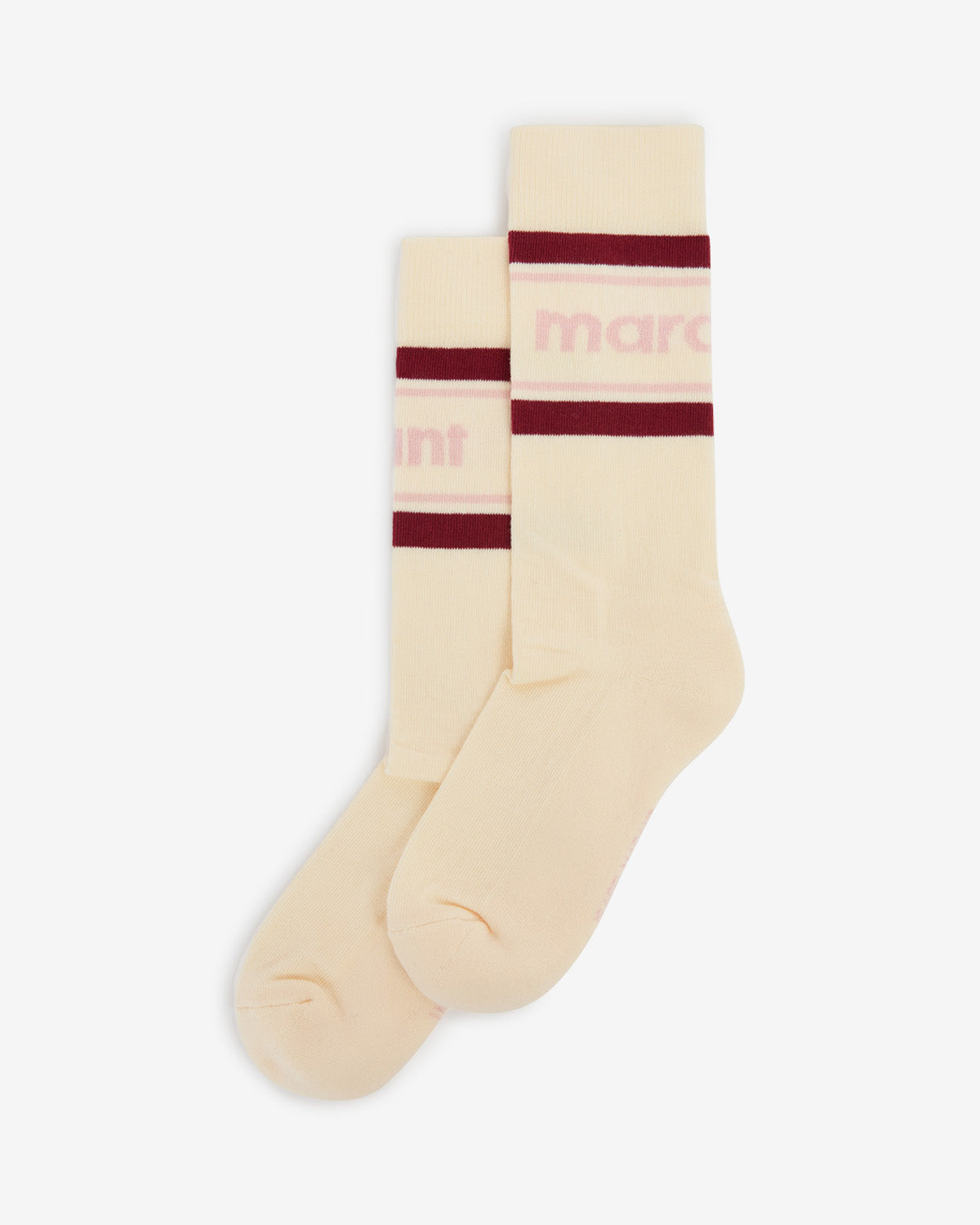 Donna sporty striped mid-calf socks - Ecru and red - Woman - 1
