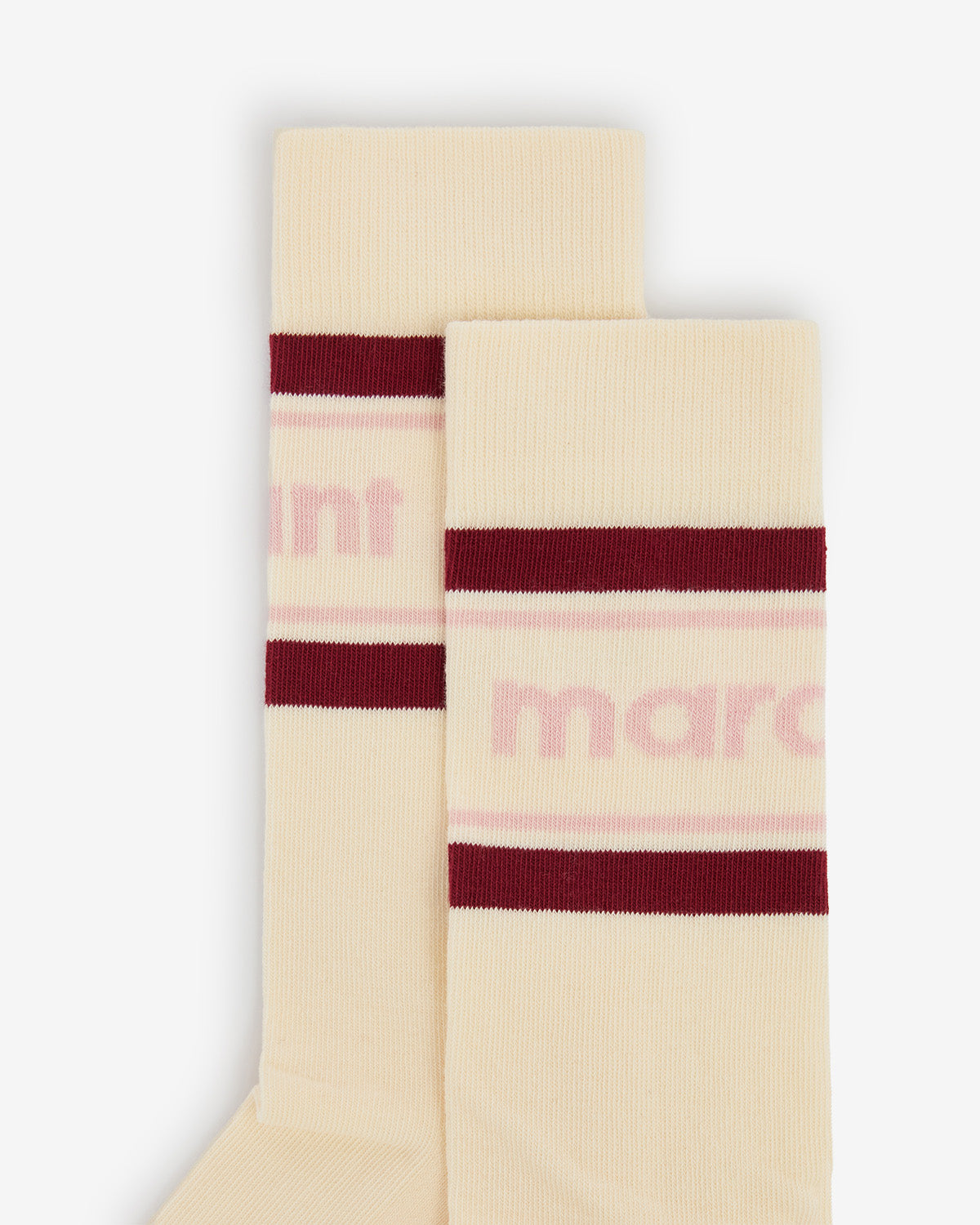 Donna sporty striped mid-calf socks - Ecru and red - Woman - 2