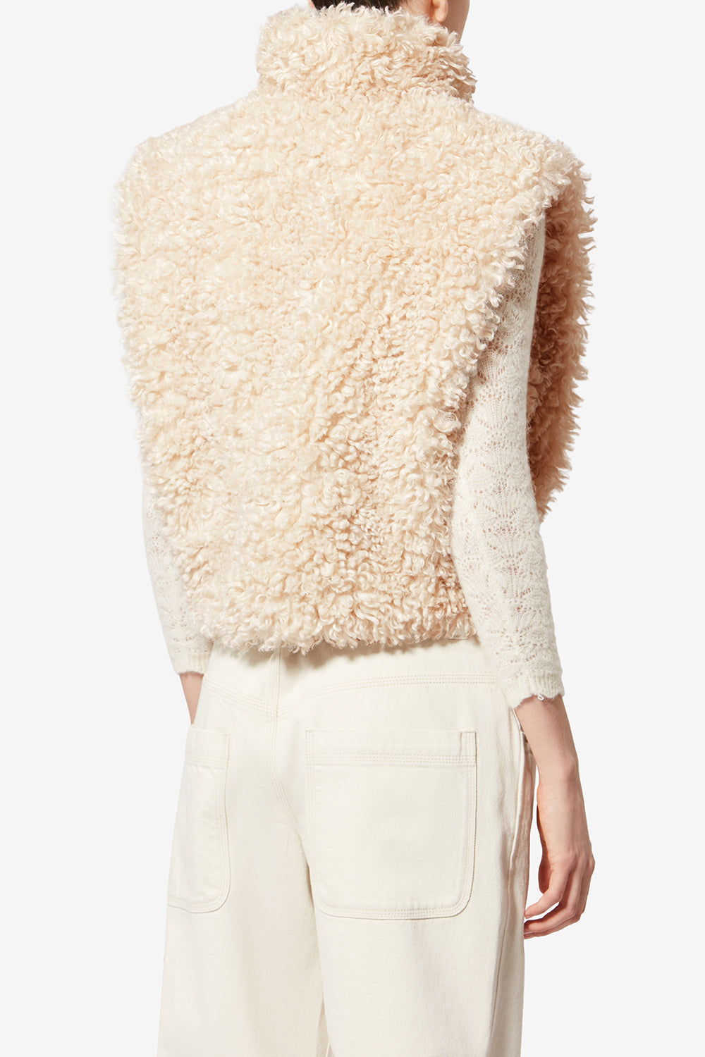 Alisa bouclé faux fur vest - Ecru - Woman - 5