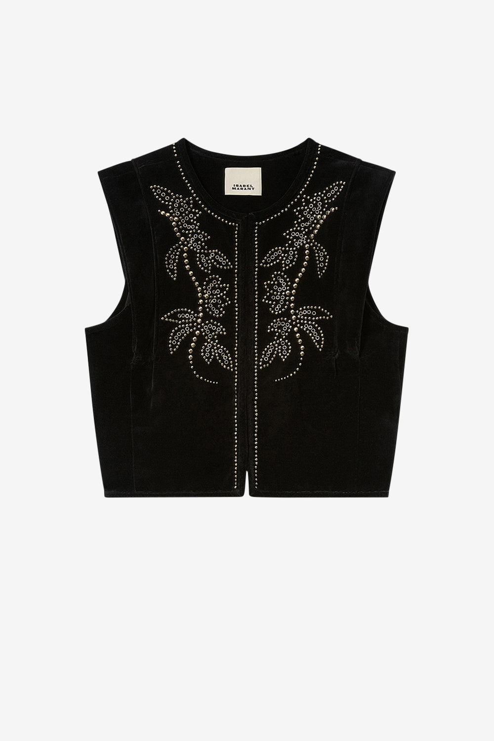 Poppy studded velvet vest - Black - Woman - 1