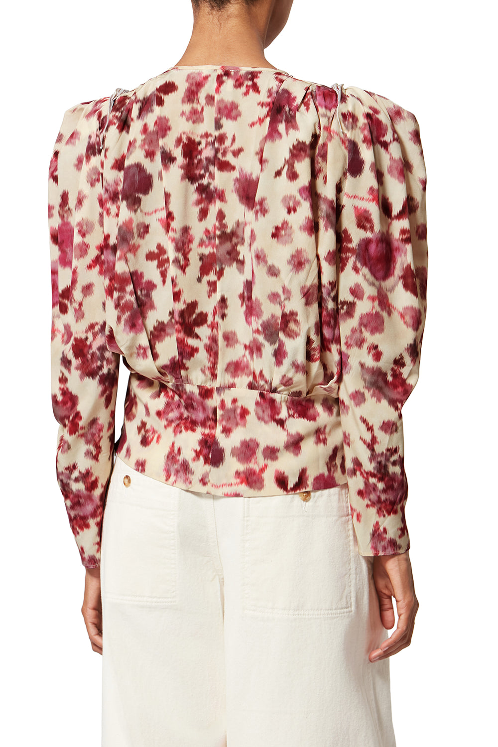 Top corto stampato in seta stretch zarga - Rosa - Woman - 5