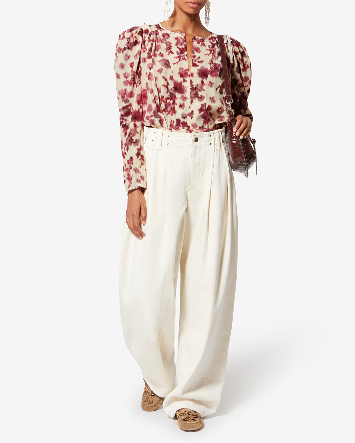 Top corto stampato in seta stretch zarga - Rosa - Woman - 1