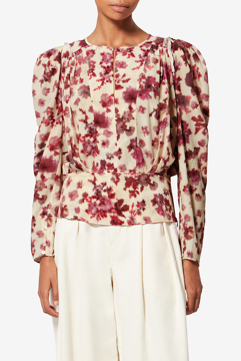 Top corto stampato in seta stretch zarga - Rosa - Woman - 4