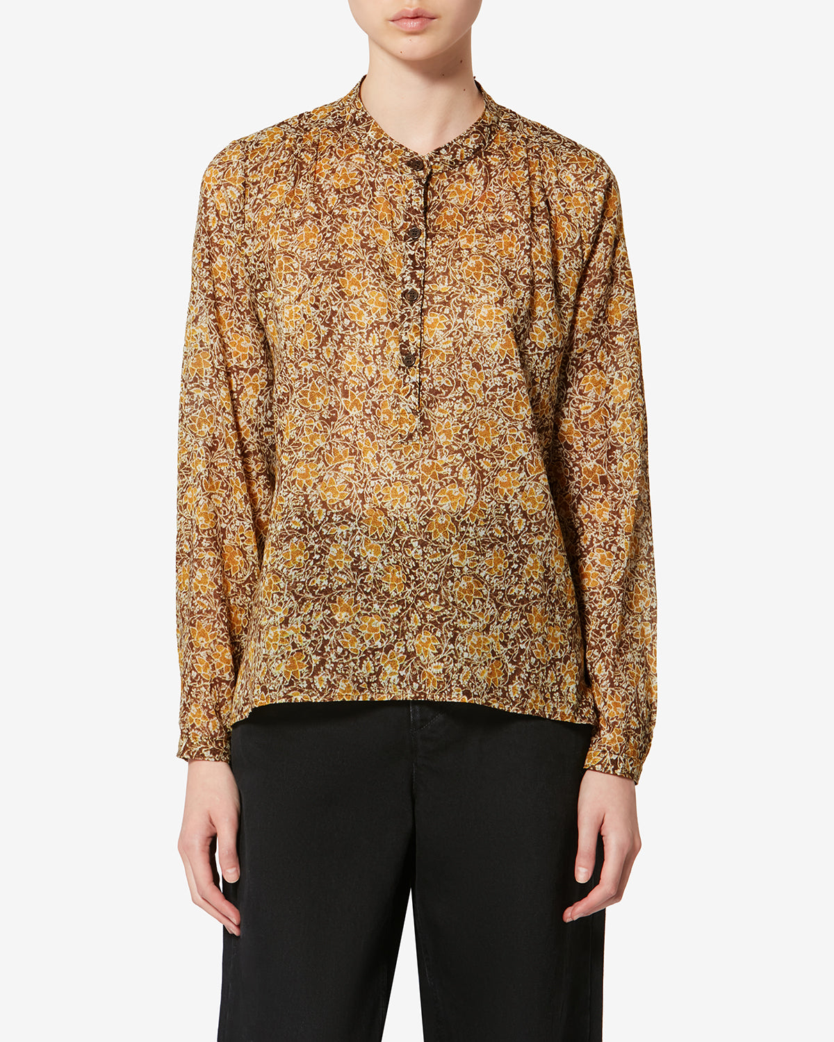 ISABEL MARANT ヨガ　ピラティス トップス　フラワープリント MARIA TOP Woman khaki | ISABEL MARANT Official online store