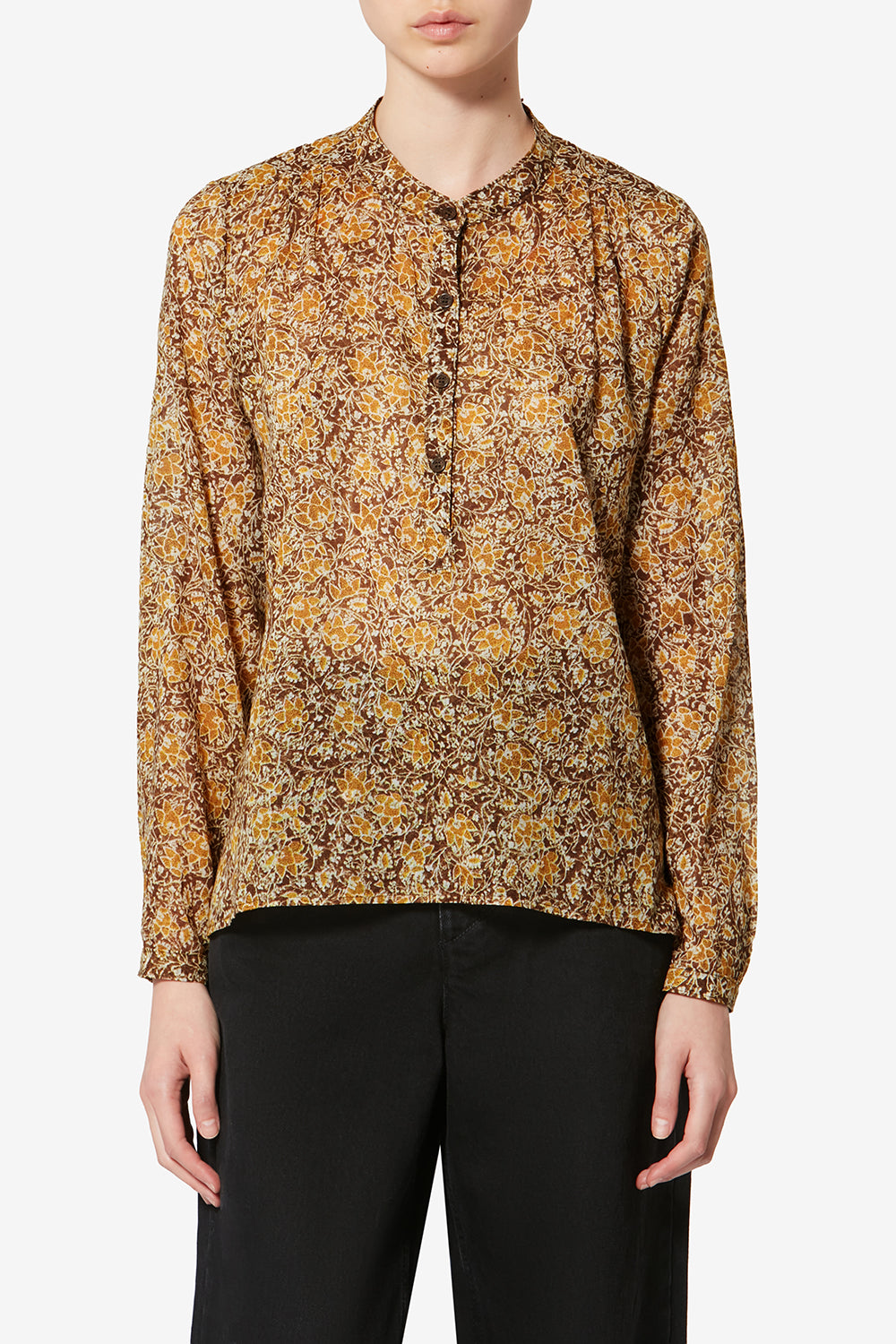 Maria organic cotton voile blouse - Khaki - Woman - 4