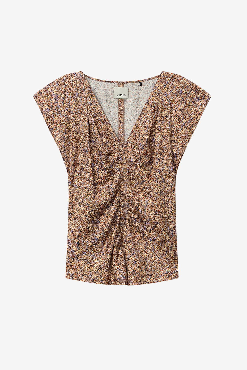 Lonea draped floral silk jacquard top - Ochre - Woman - 1