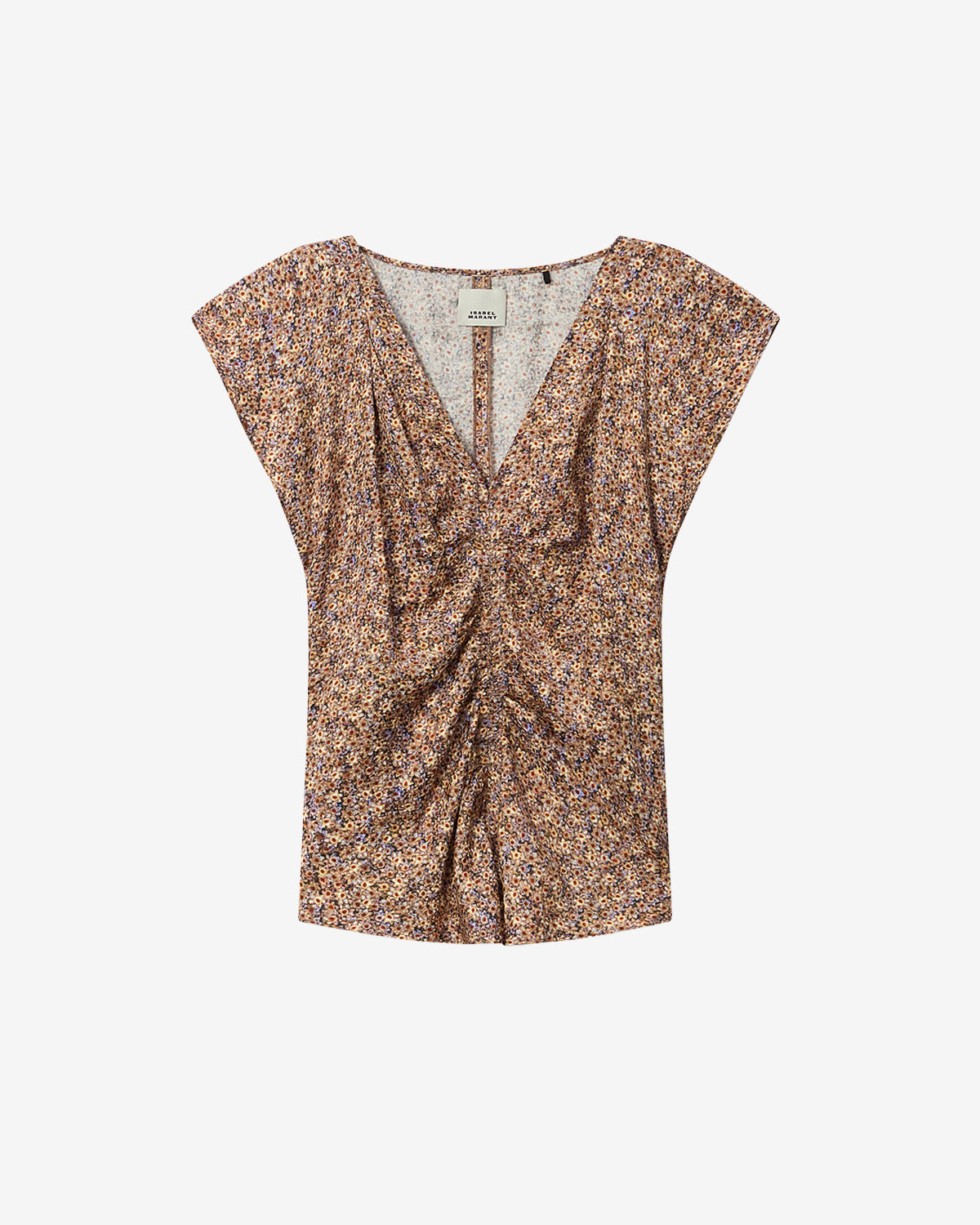 Lonea draped floral silk jacquard top - Ochre - Woman - 5