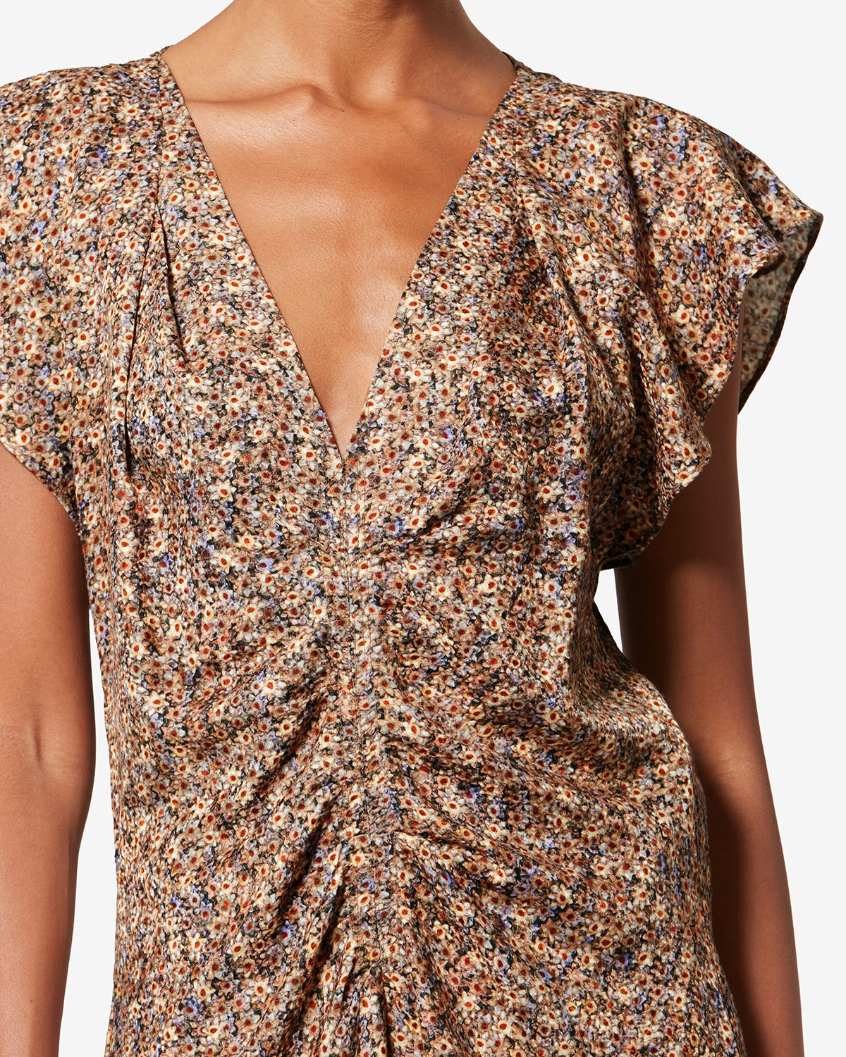 Lonea draped floral silk jacquard top - Ochre - Woman - 2