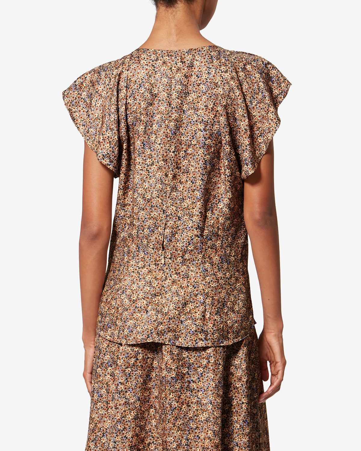 Lonea draped floral silk jacquard top - Ochre - Woman - 4