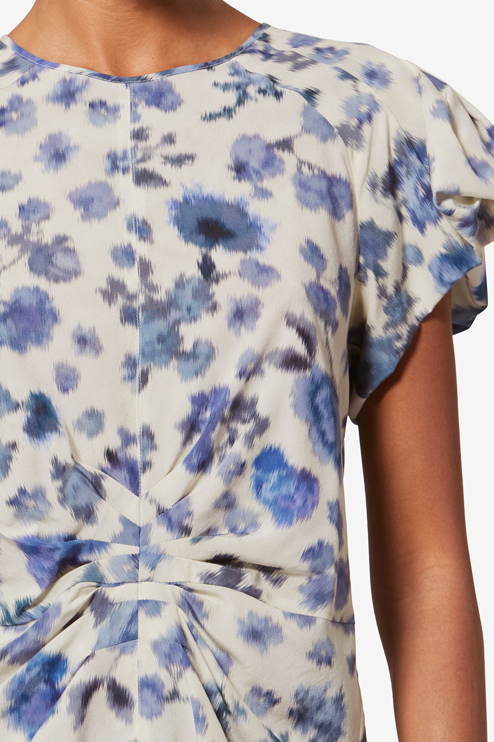 Top drappeggiato e stampato tullya in seta stretch - Blu - Woman - 3