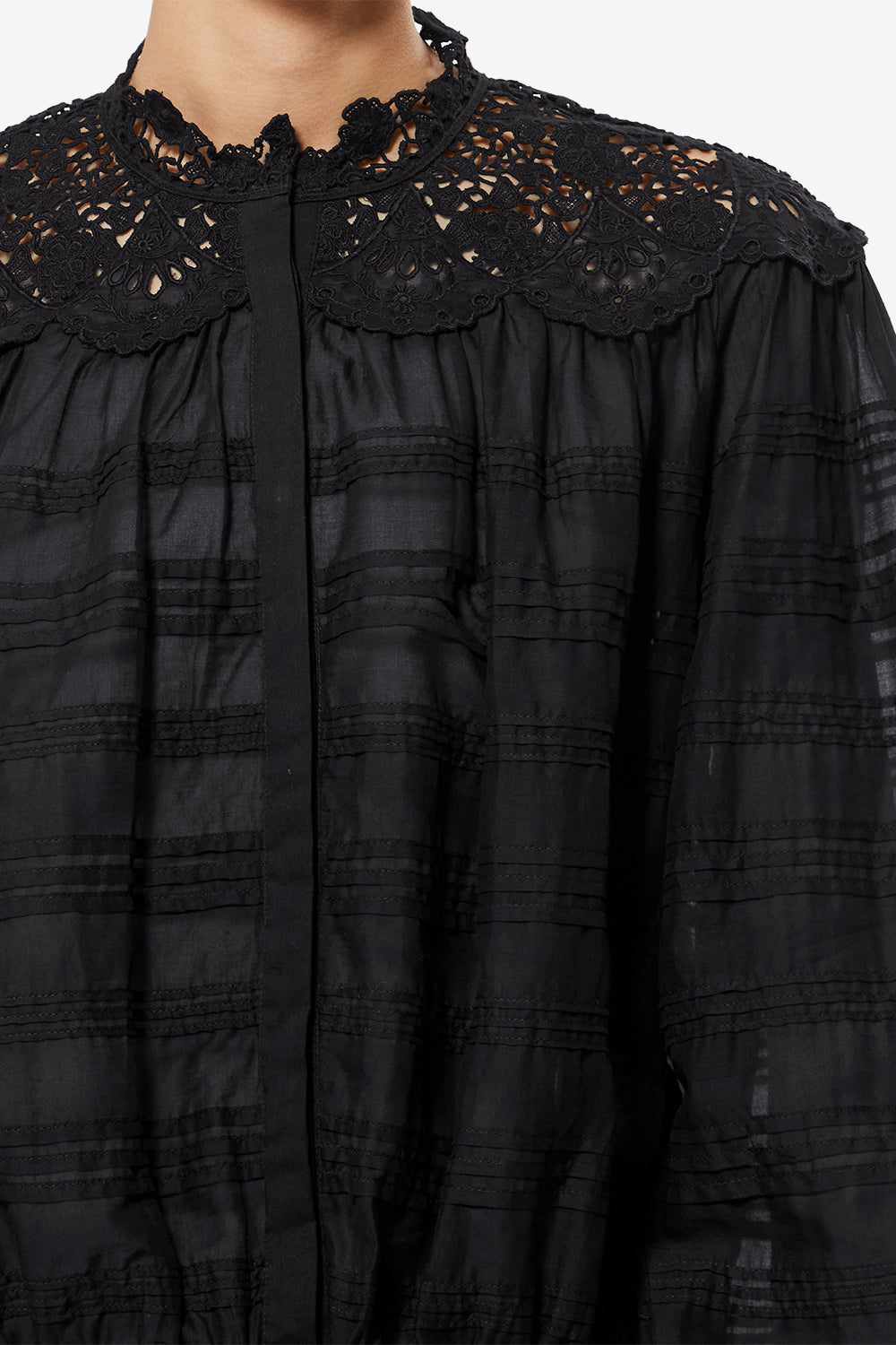 Blusa polly in cotone e pizzo a fiori - Nero - Woman - 3