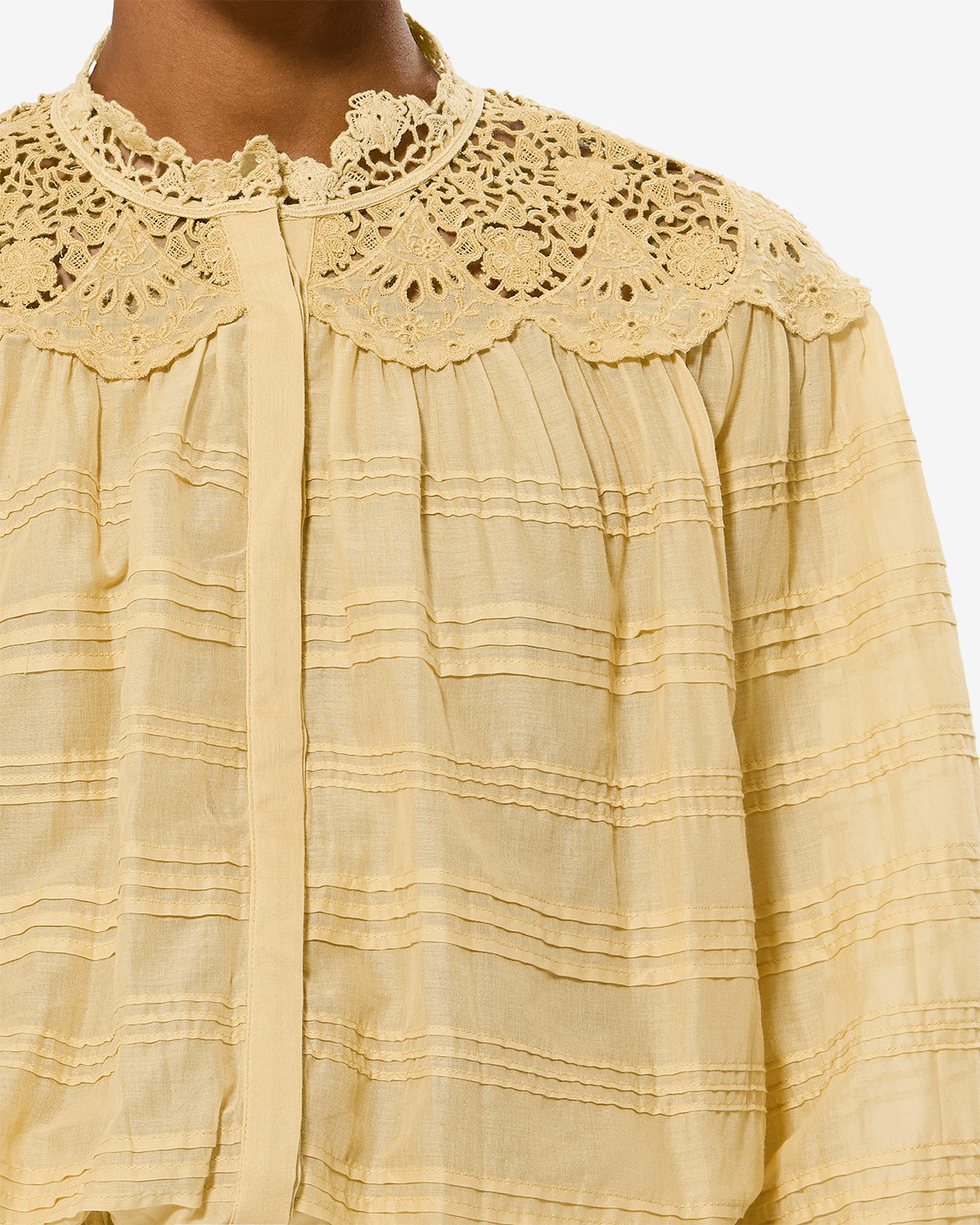 Blusa polly in cotone e pizzo a fiori - Light ochre - Woman - 2