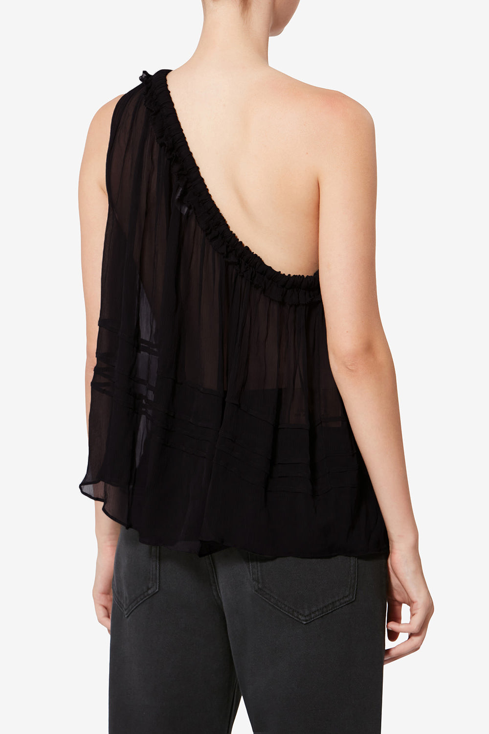 Loeva asymmetrical printed muslin top - Black - Woman - 5