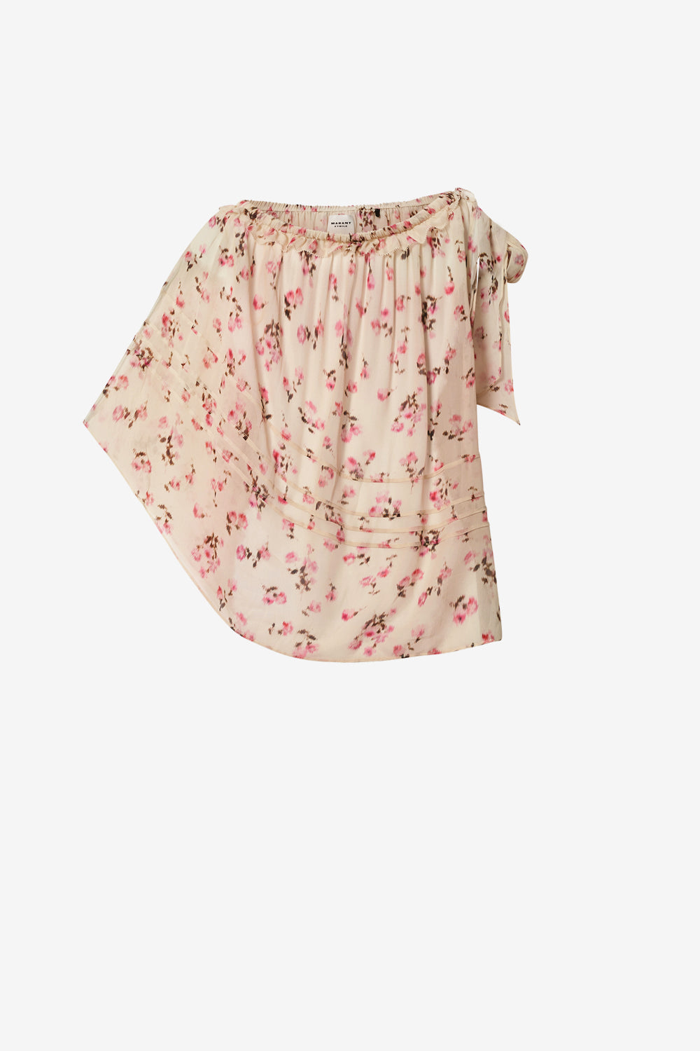 Maglia asimmetrica loeva in mussola stampata - Beige - Woman - 1