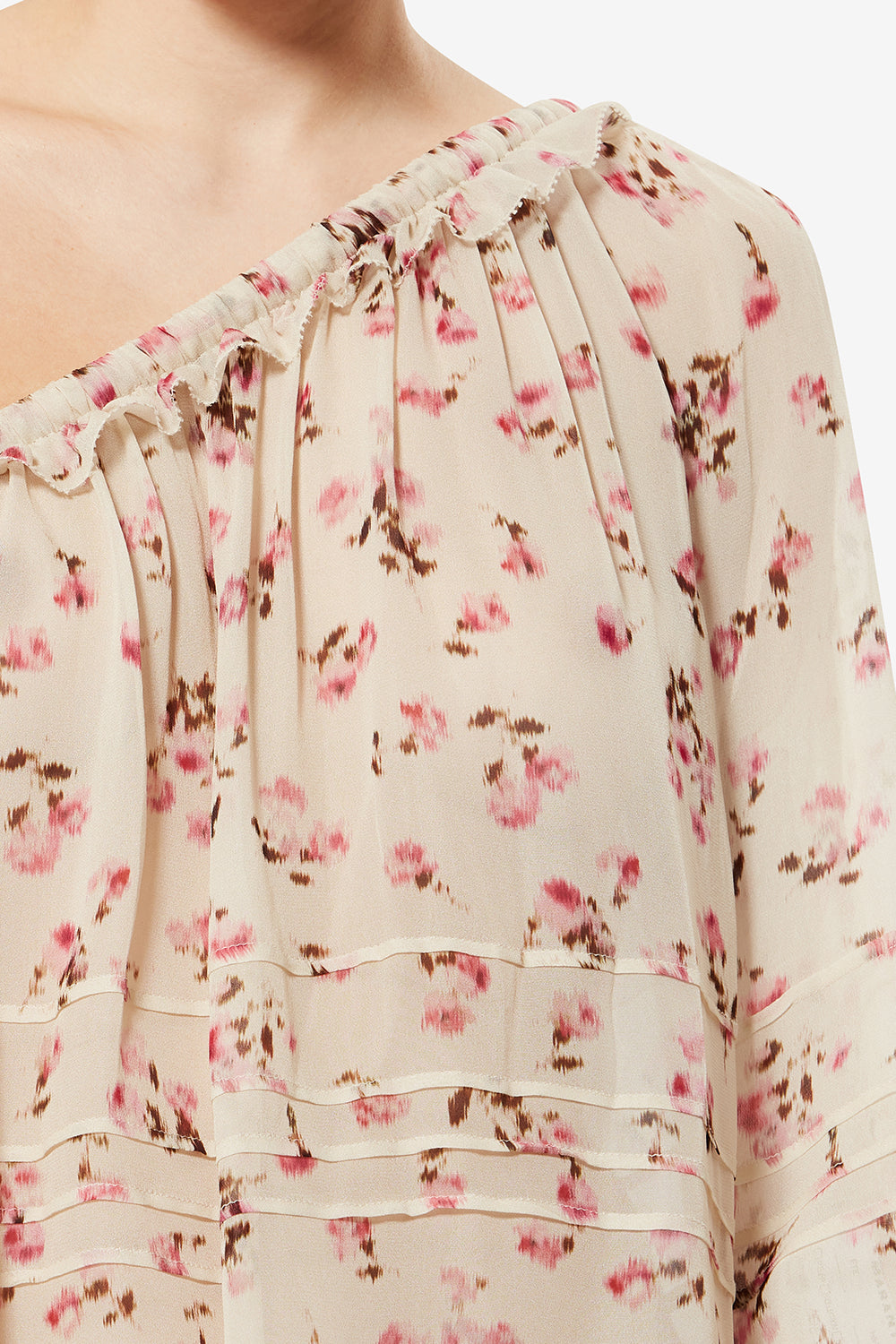 Maglia asimmetrica loeva in mussola stampata - Beige - Woman - 3