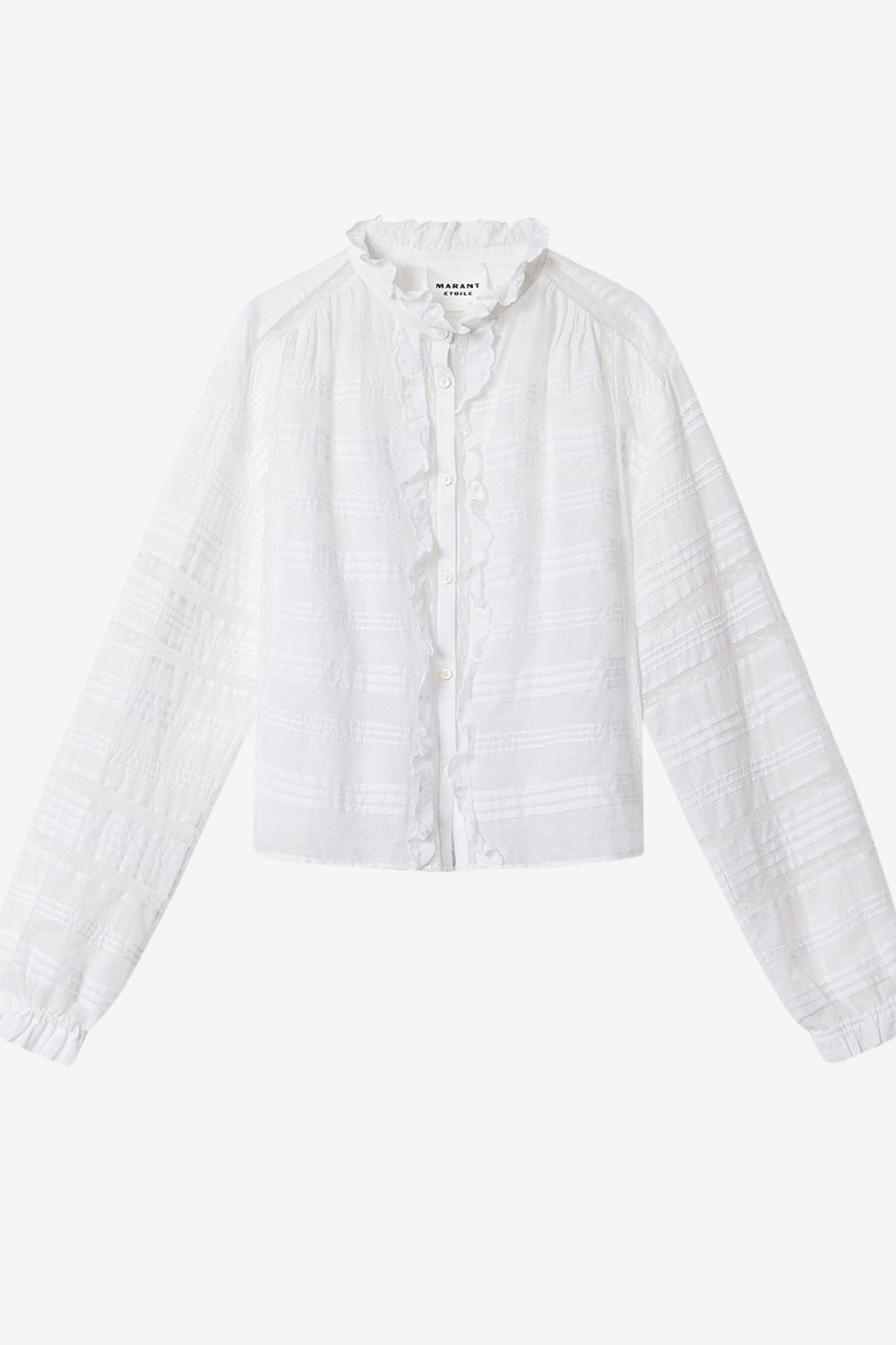 Blusa peline in cotone e pizzo a fiori - Bianco - Woman - 1