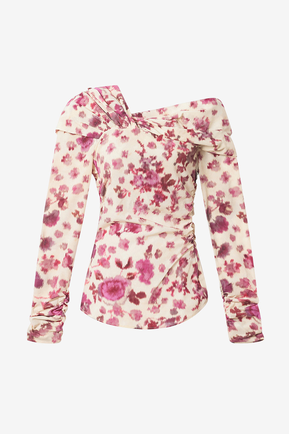 Top drappeggiato e stampato in seta stretch danka - Rosa - Woman - 1