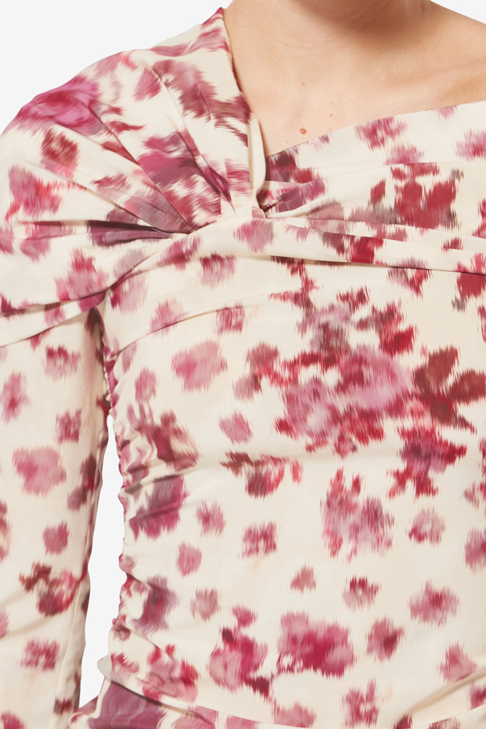 Top drappeggiato e stampato in seta stretch danka - Rosa - Woman - 3