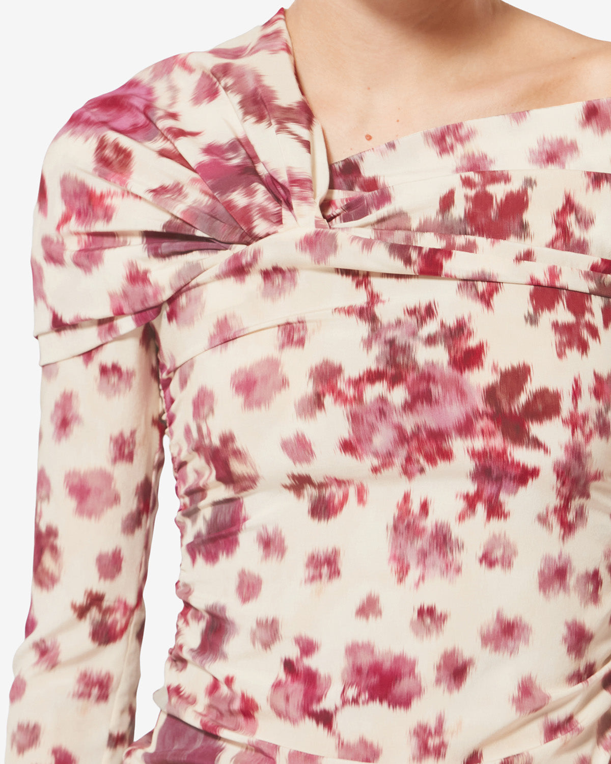 Top drappeggiato e stampato in seta stretch danka - Rosa - Woman - 2