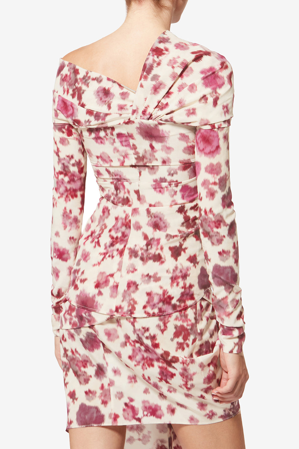 Top drappeggiato e stampato in seta stretch danka - Rosa - Woman - 5