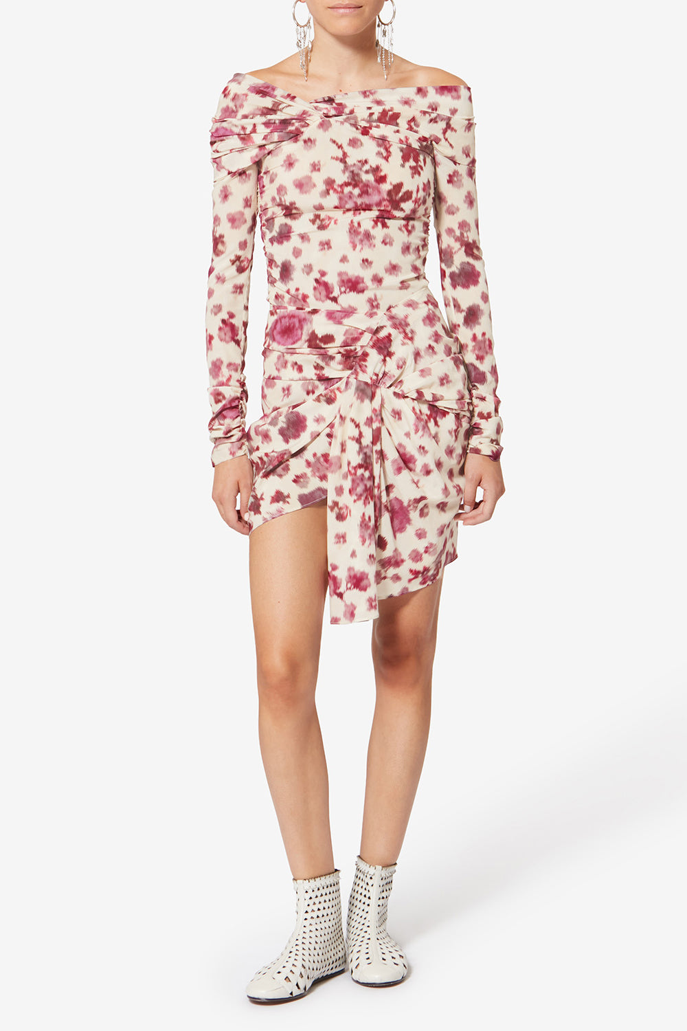 Top drappeggiato e stampato in seta stretch danka - Rosa - Woman - 2