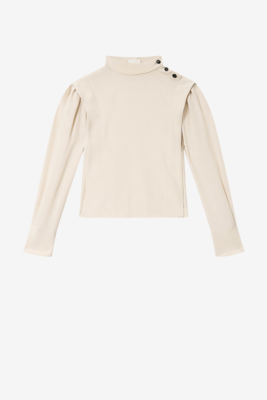 Felissa long-sleeve flowing crepe top - Ecru - Woman - 1