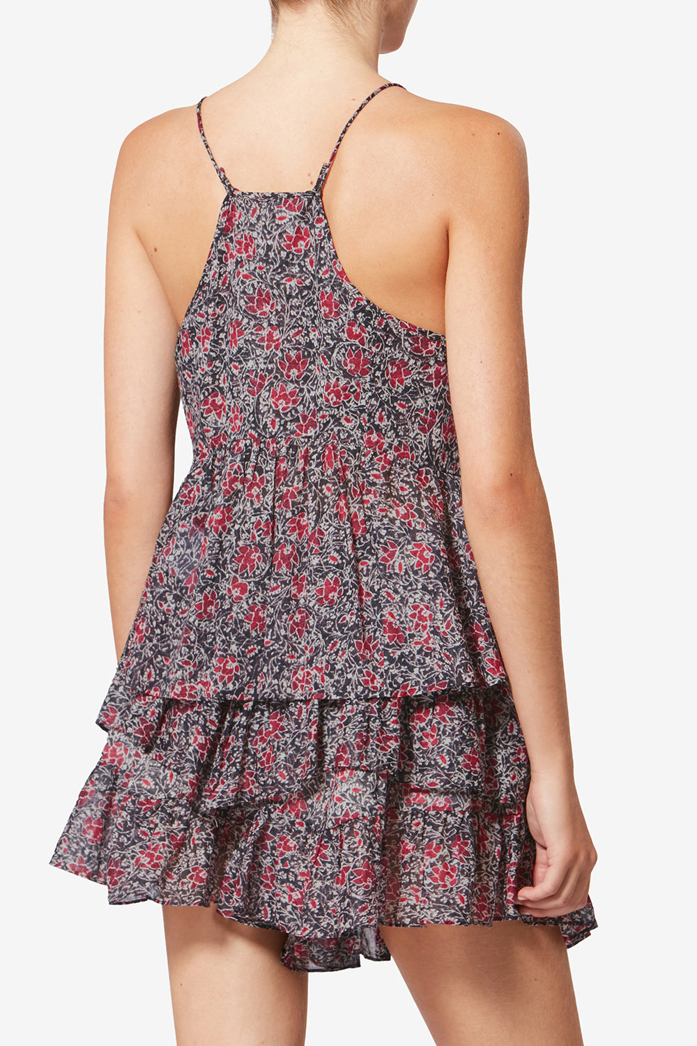 Top con spalline lirhetta in voile di cotone biologico stampato - Crushed berry - Woman - 5