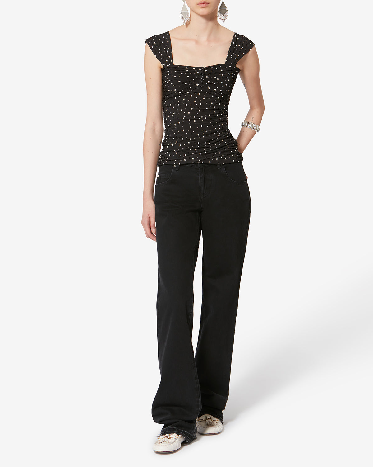 Pezzo sopra/top gemina asimmetrico - Black and ecru - Woman - 1