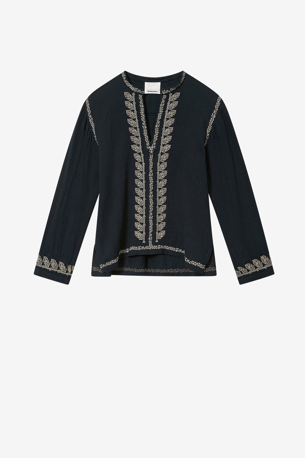 Cizalie 刺しゅう入り コットンガーゼ ブラウス - ウォッシュドブラック - Man - 1