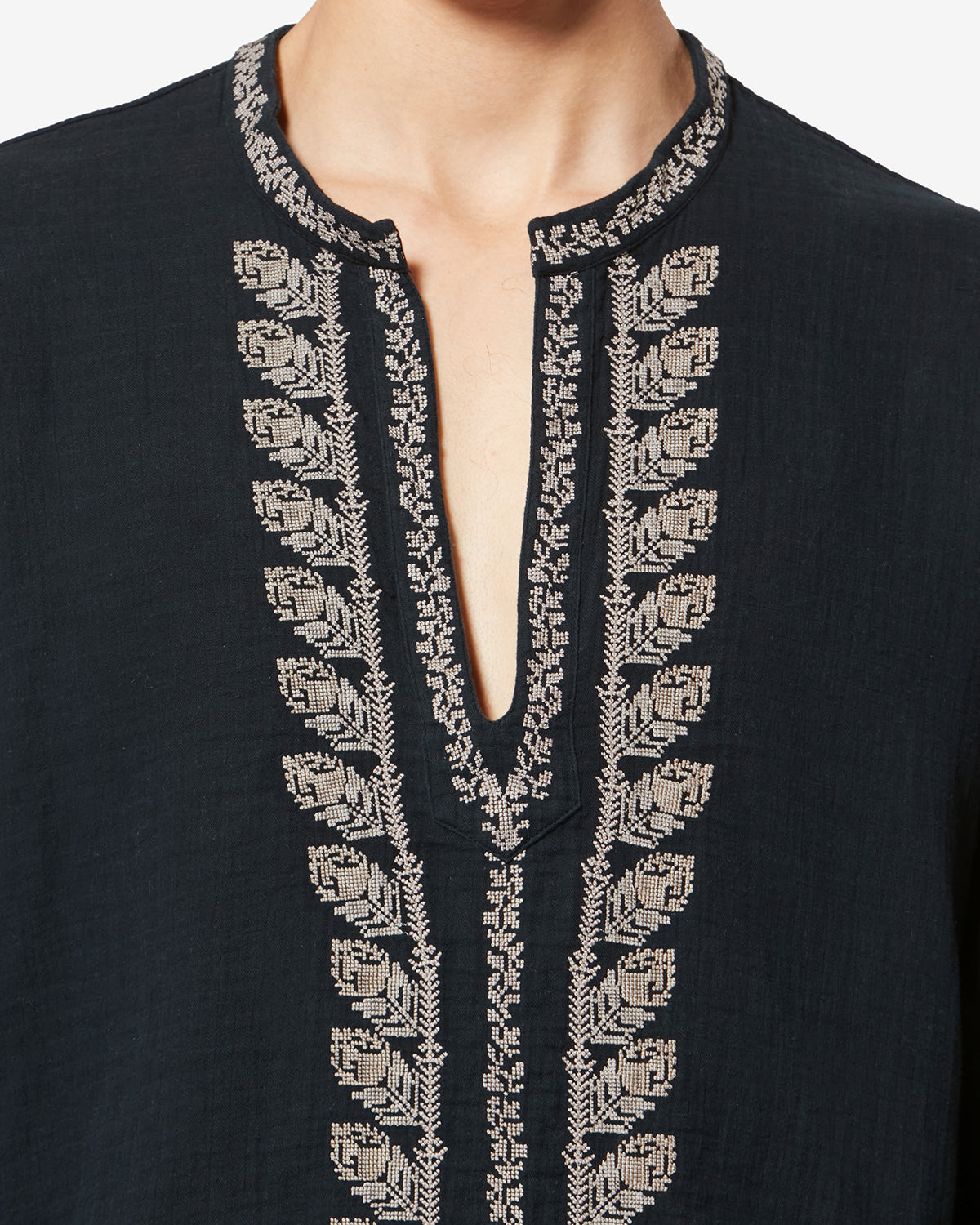 Cizalie embroidered cotton gauze blouse - Black - Man - 2