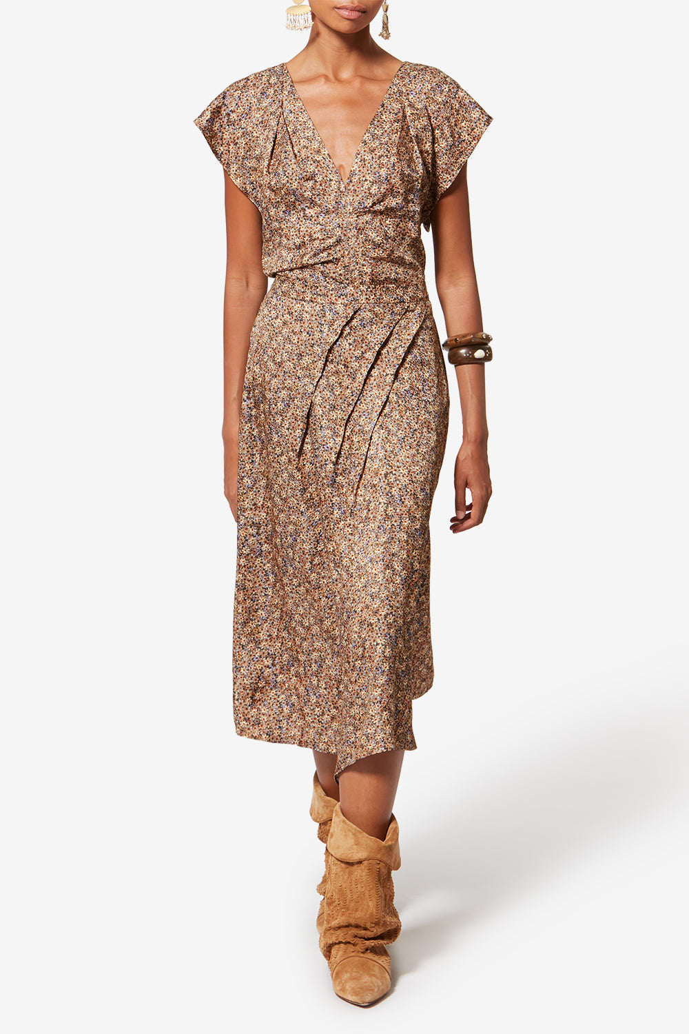 Cacia floral silk jacquard underskirt - Ochre - Woman - 2