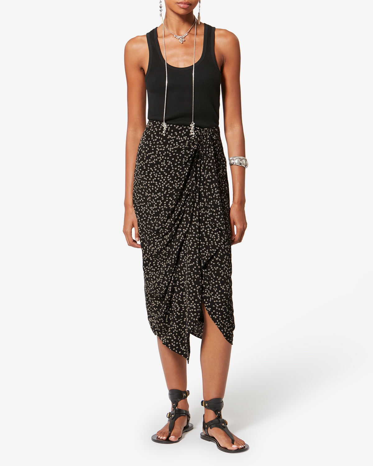 Zaine flowing origami print skirt - Black - Woman - 1
