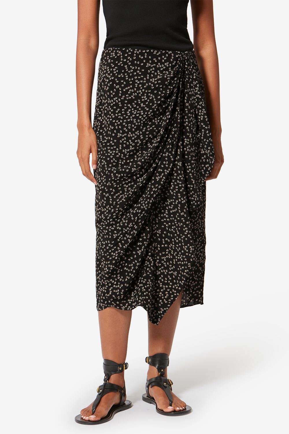 Zaine flowing origami print skirt - Black - Woman - 4