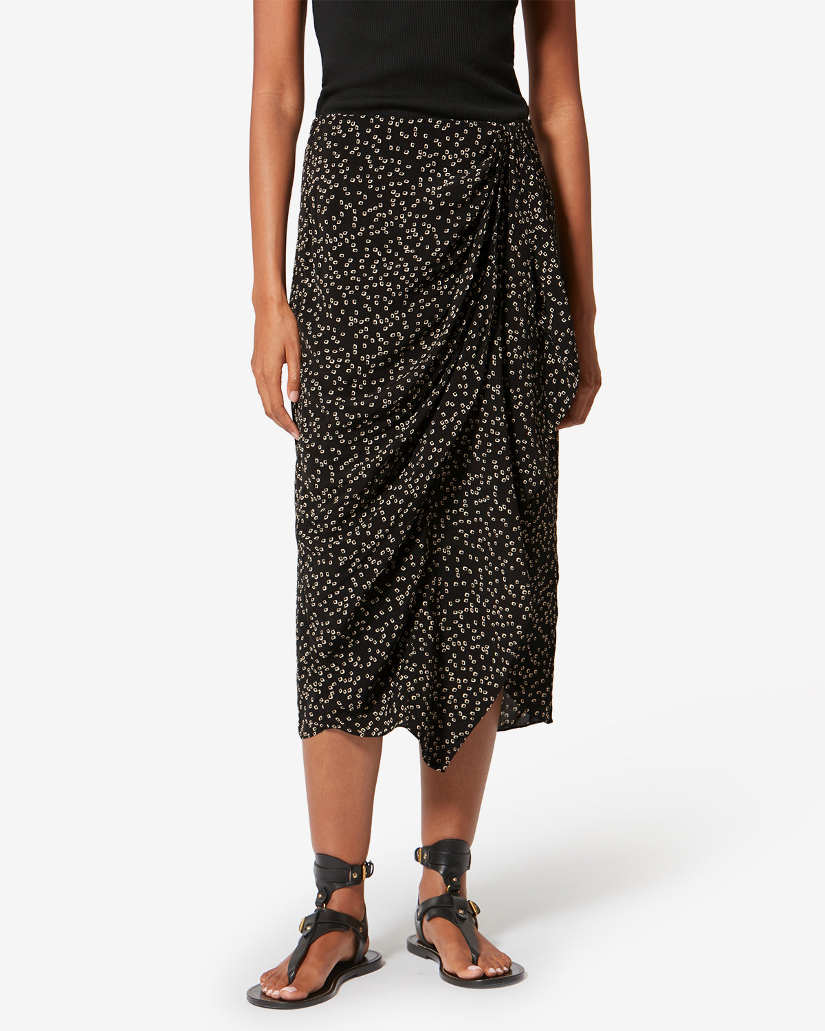 Zaine flowing origami print skirt - Black - Woman - 3