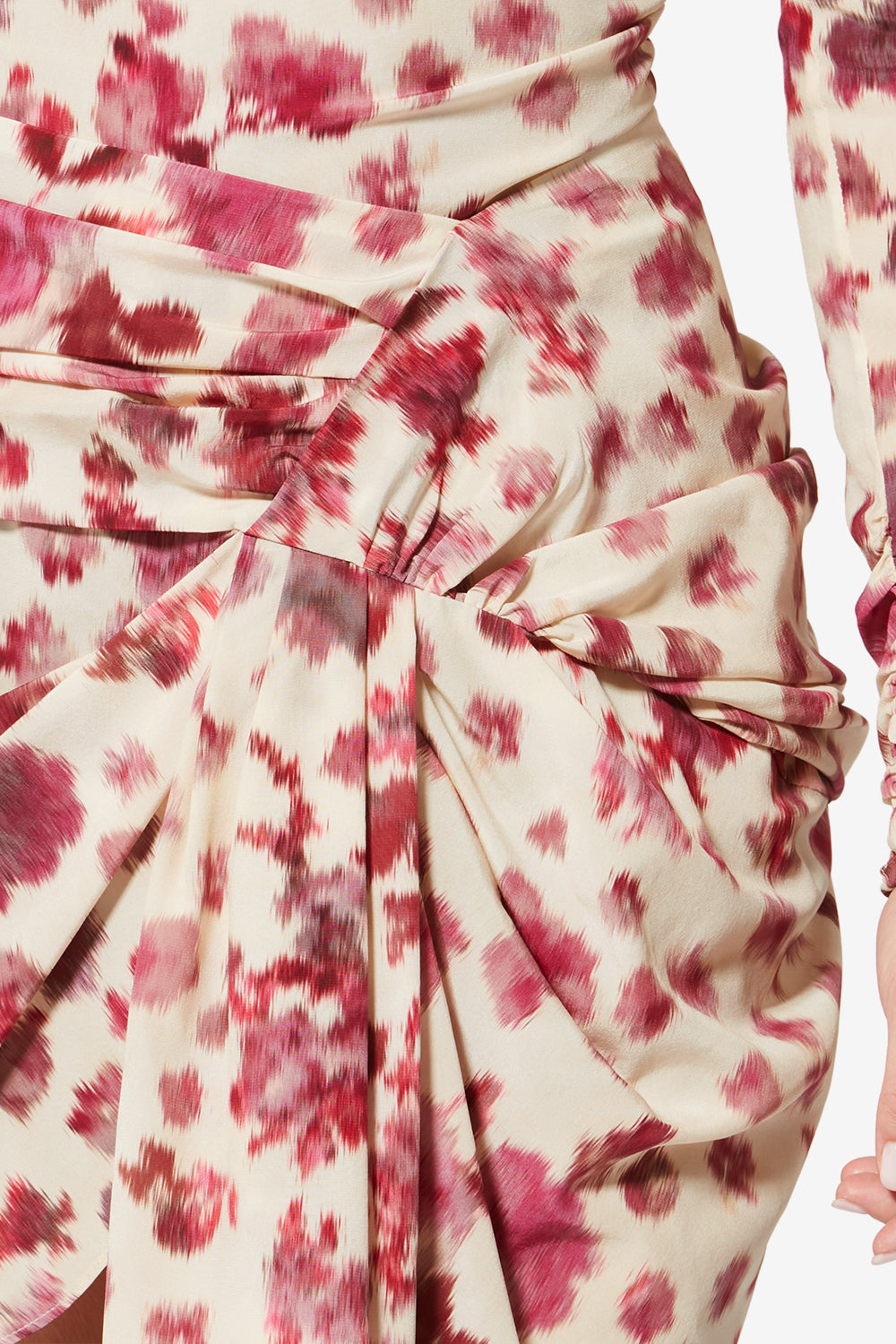 Gonna corta drappeggiata ovia in seta stretch con stampa - Rosa - Woman - 3