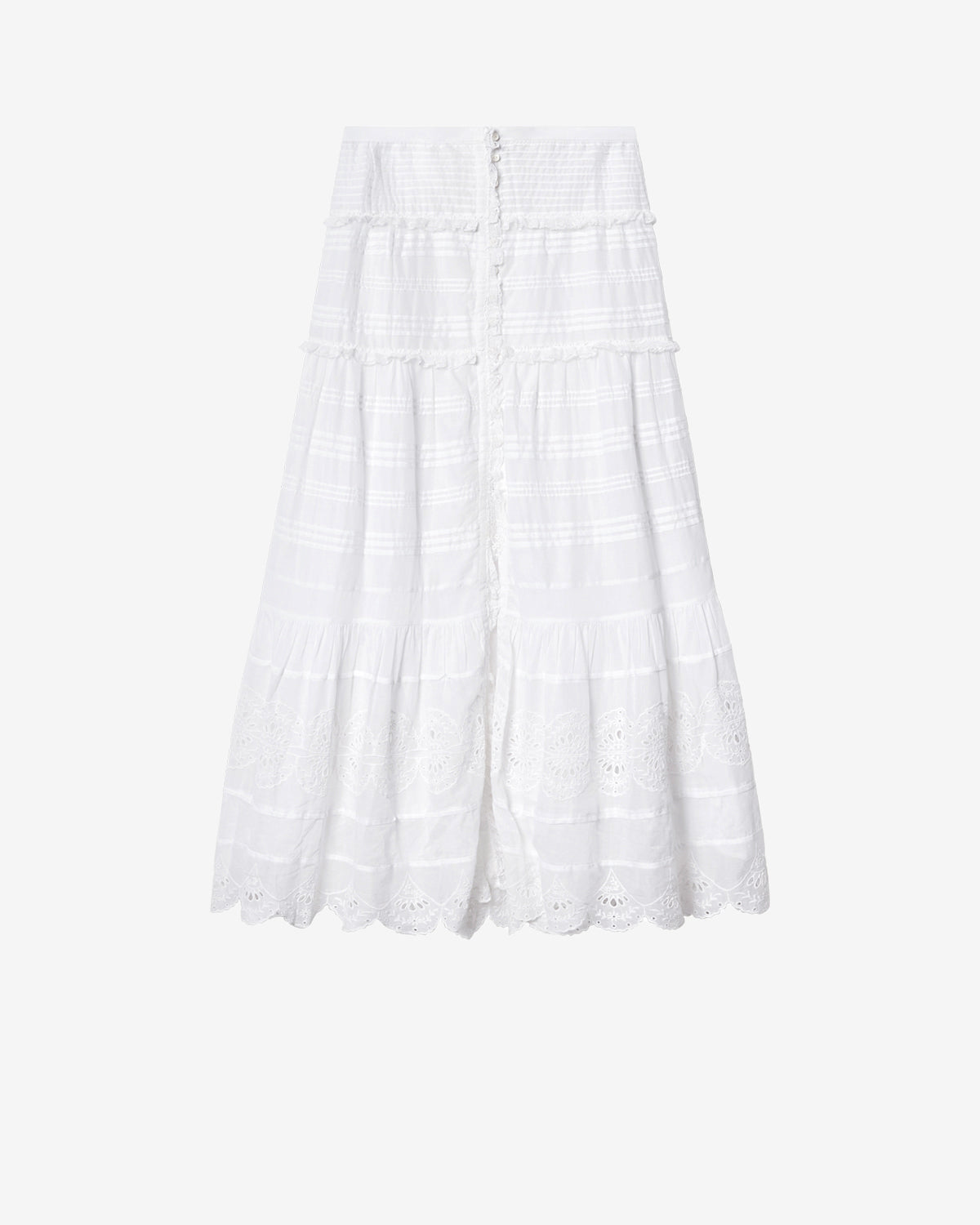 Enagua con volantes paoline en algodón y encaje floral - Blanco - Woman - 5