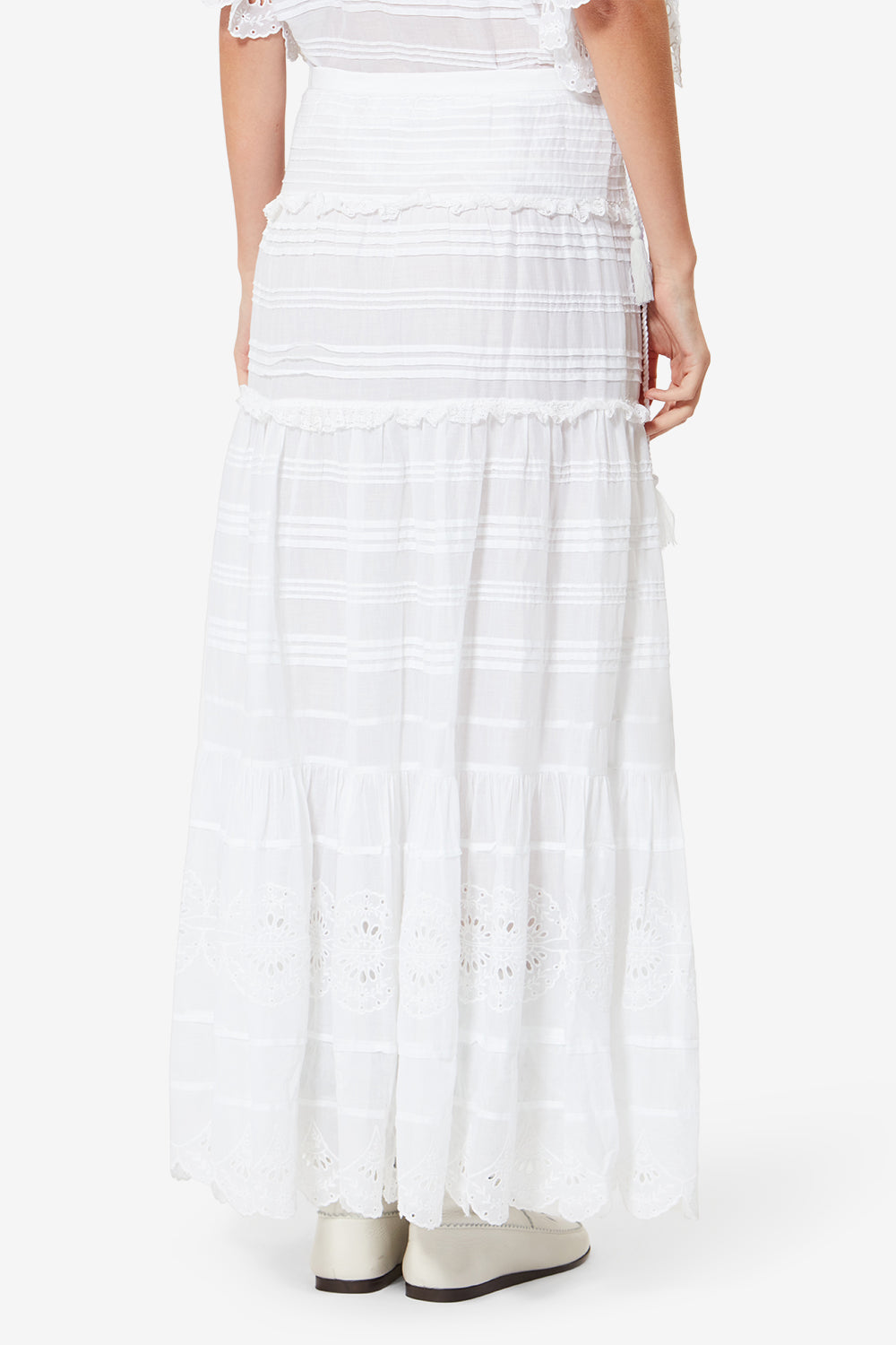 Enagua con volantes paoline en algodón y encaje floral - Blanco - Woman - 5