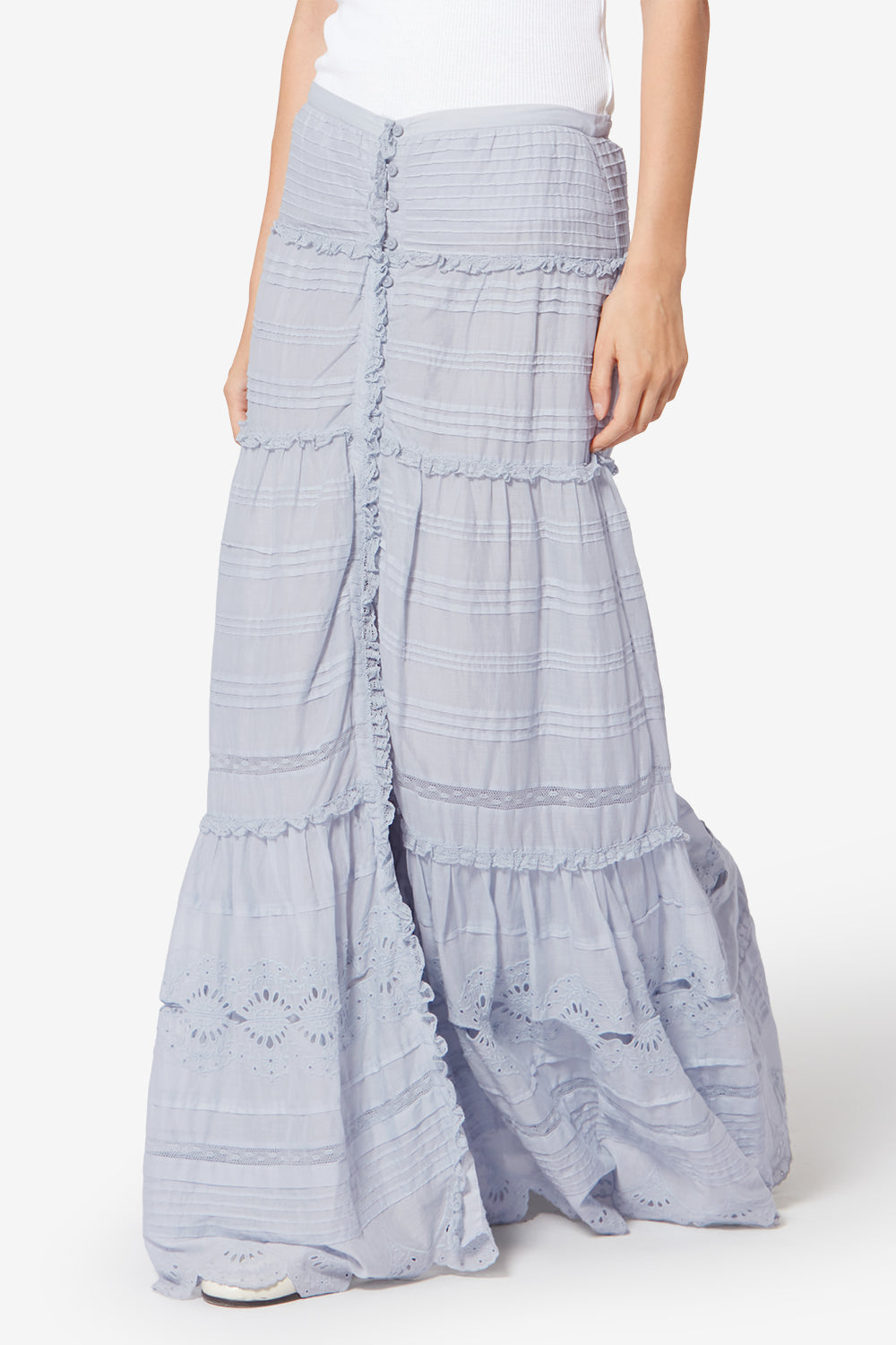 Sottogonna paoline con volant in cotone e pizzo a fiori - Azzurro - Woman - 4