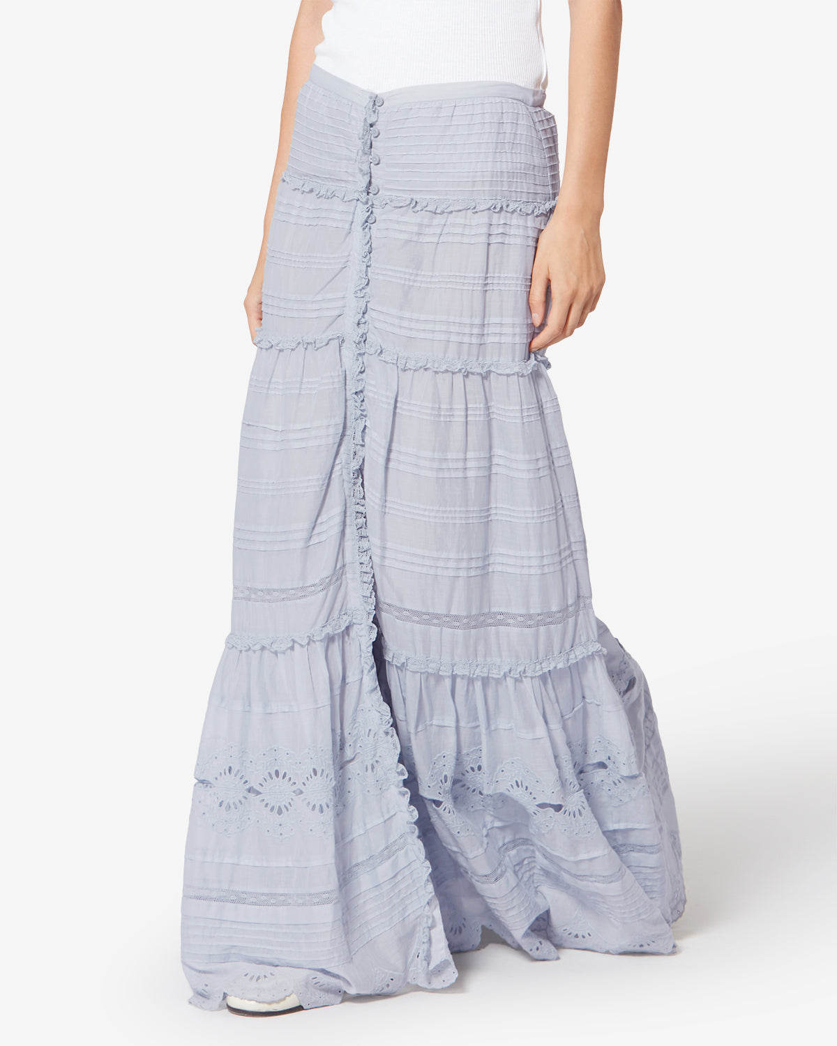 Sottogonna paoline con volant in cotone e pizzo a fiori - Azzurro - Woman - 3