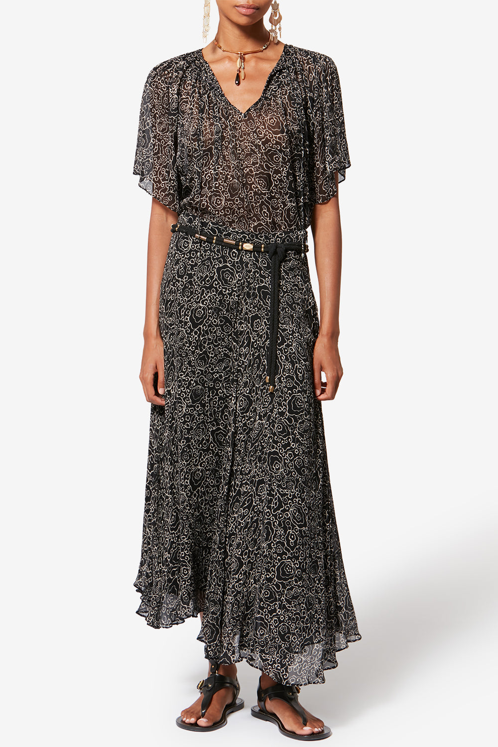 Lycia プリントモスリン ミニスカート - Black and ecru - Woman