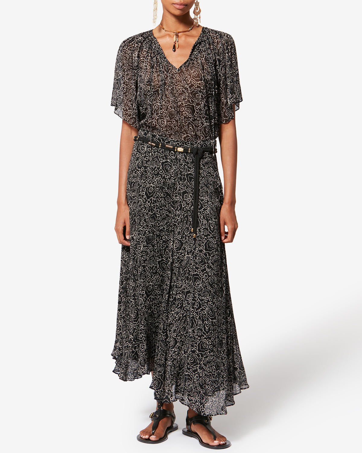 Lycia プリントモスリン ミニスカート - Black and ecru - Woman - 1