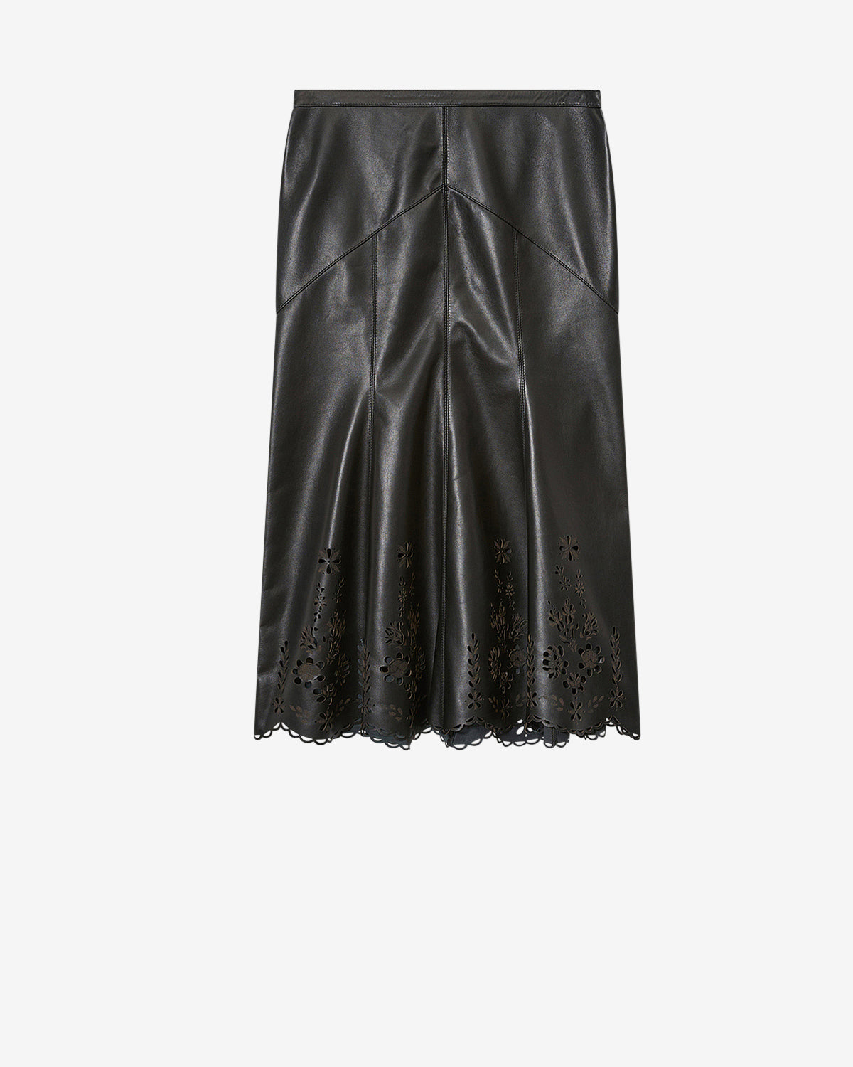 Nisia lambskin leather midi skirt - Black - Woman - 5
