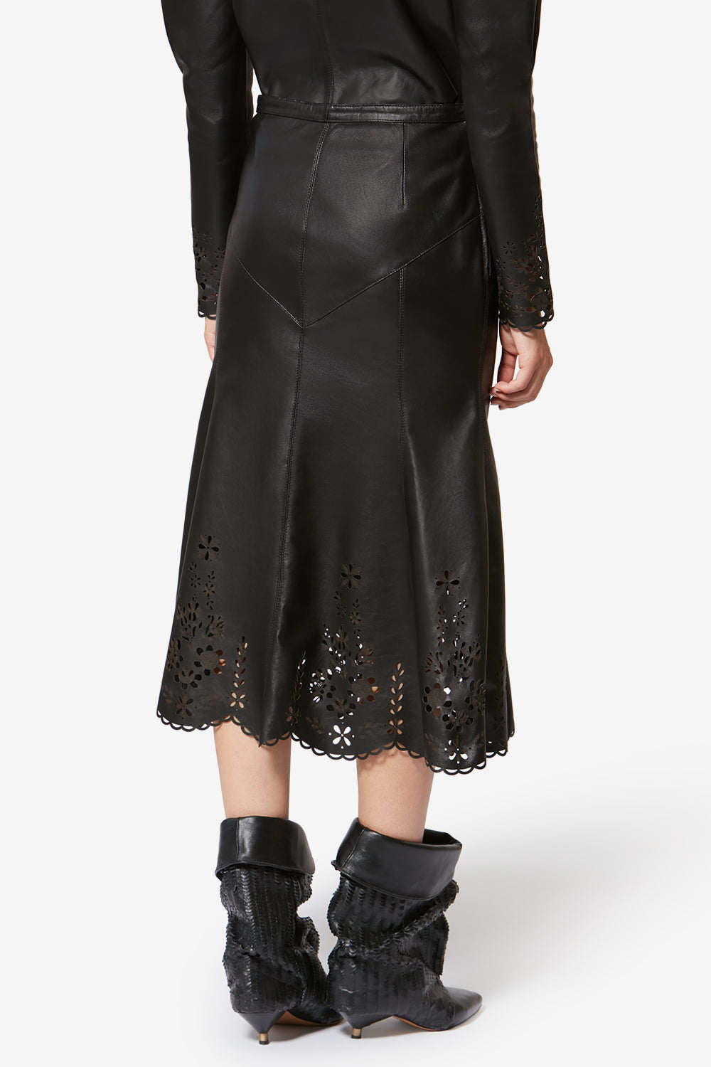 Nisia lambskin leather midi skirt - Black - Woman - 5